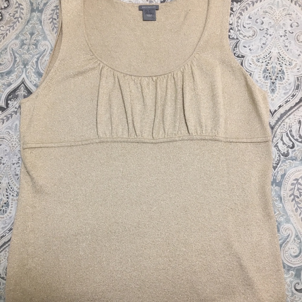 Gold shimmering top.
